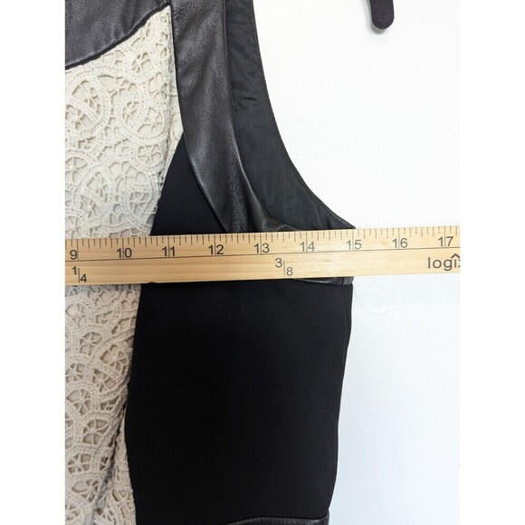 Carmen Marc Valvo Dress Womens 6 Black Silk Leather Lace Whimisgoth Fairy Mature - Picture 12 of 14